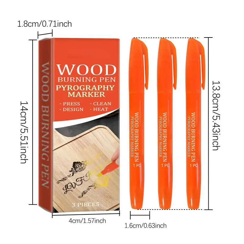 Pyrography Pen Wood Burner 3 Pieces Scorch Pen Multifunctional Portable Wood Burning Marker for Wood Art Artists Beginners Wood