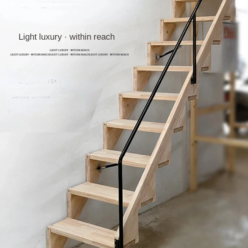 Household folding stairs, wall-attached storage stairs, loft, loft, invisible ladder net, red floor ladder, customized ladder