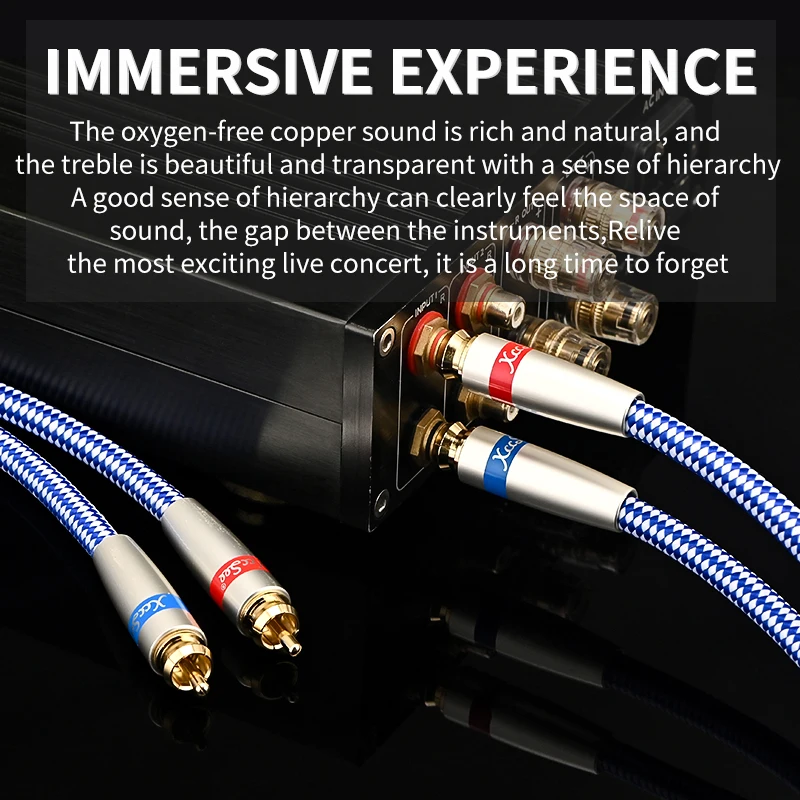 XCCSEE 6N Oxygen-free copper RCA double Lotus audio cable Fever audio amplifier signal cable speaker shielding cable