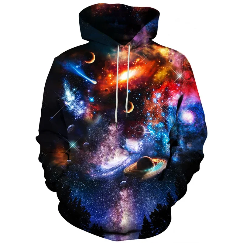 Starry Sky Universe Pattern Hoodie For Men Chemistry 3D Printed Long Sleeve Casual Pullover Street Tops Hoodies Loose Sweatshirt