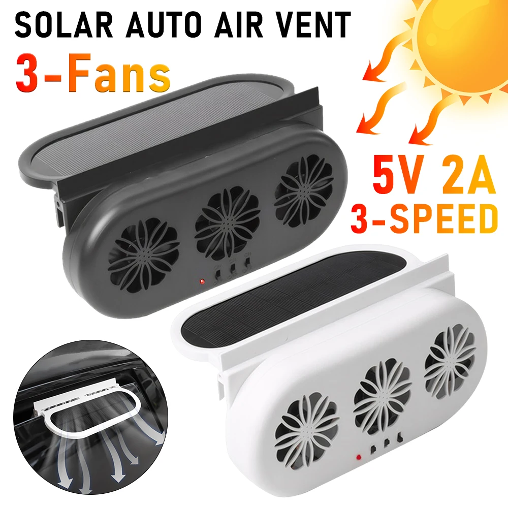 Solar Powered Auto Air Vent Cooling System 3 Fans Car SUV Air Vent Cooling Fan Car SUV Cool Fan Cooler Car Exhaust Air Vent Cool