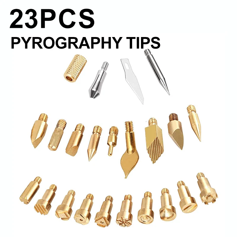23Pcs Pyrography Tip Set Wood Burning Tool Kit with T12 Heater Ron Tip for Embossing Wedding Anniversary Halloween Christmas