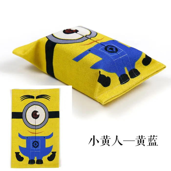 New Despicable Me Minions Cartoon Cartoon Fabric Tissue Box Creative Cute Kawaii Restaurant Tissue Cover Car Tissue Storage Box