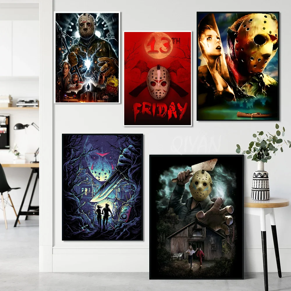 1pc-Orror Movie Friday The 13th Poster Paper Print Home Living Room Bedroom Entrance Bar Cafe Art Painting Decor