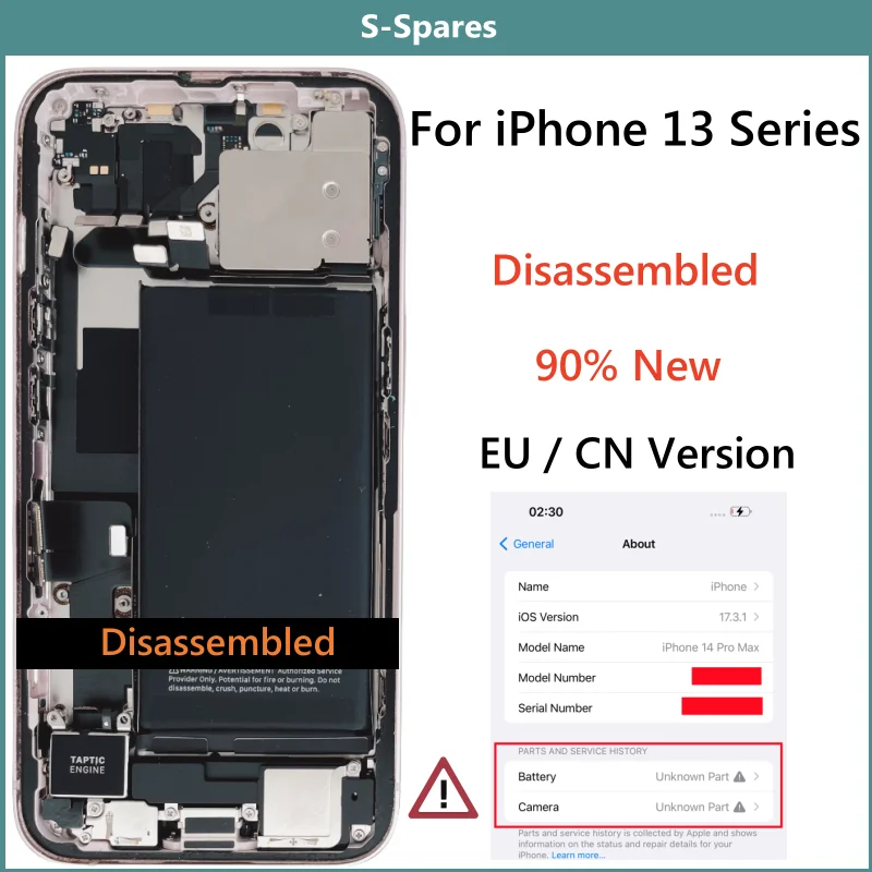 90% New Disassembled Middle Frame Housing Back Cover Glass For iPhone 13 mini 13 Pro Max with battery Rear Camera Assembly EU CN