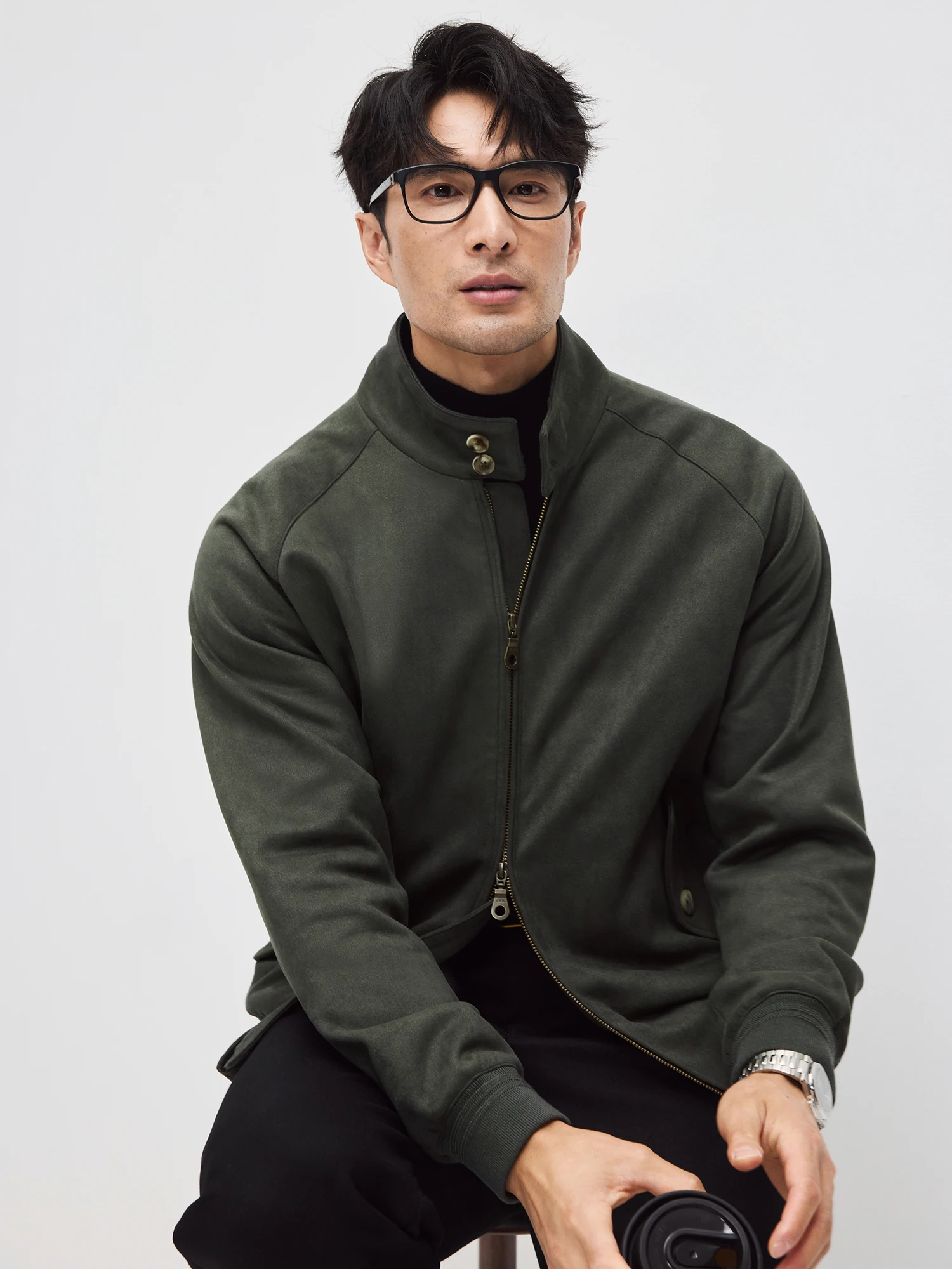 سترة رجالية جديدة للربيع والخريف، سترة ركاب ذات ياقة واقفة للأعمال والترفيه