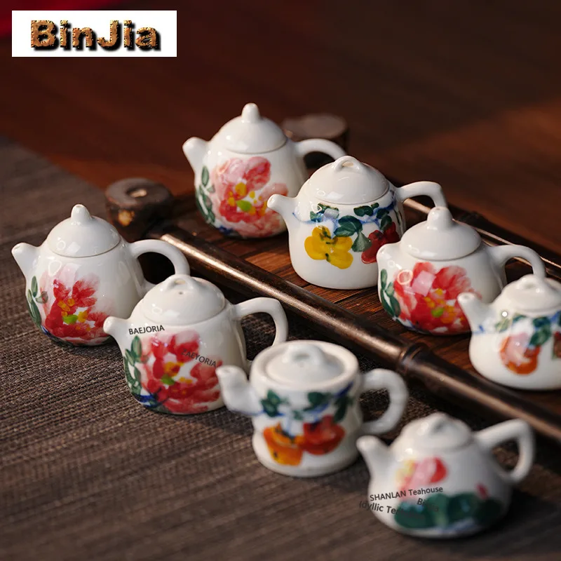 Hand-painted Mini Teapot Teapot Traditional Tea Infuser Pot Tea Maker Kettle With Strainer Tea Ceremony Supplies Decoration Gift