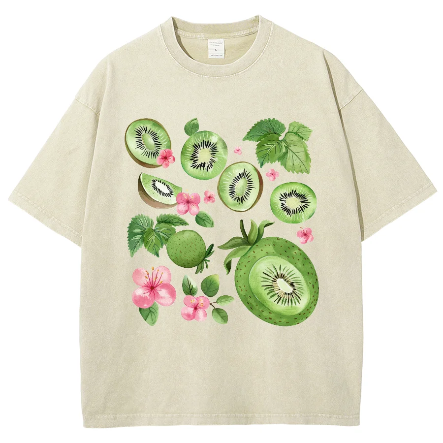 Summer Comfort Women's T-Shirt Fruit Print Small Fresh Design Sense Short Sleeve Oversized Neutral Short Sleeve Casual Simple