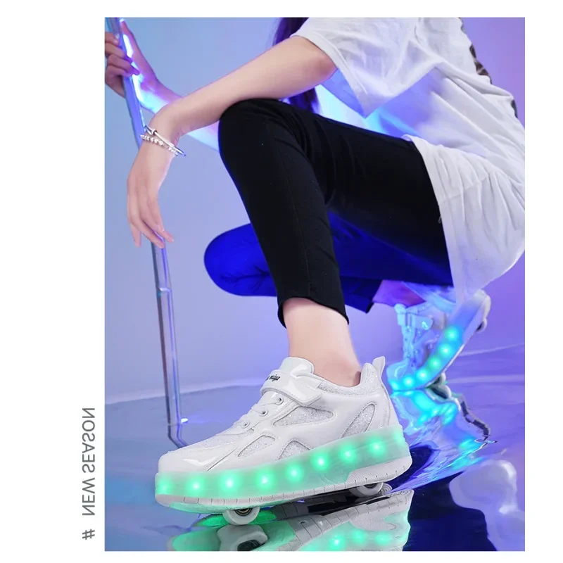 أحذية تزلج بعجلات مضمنة للأطفال أحذية بعجلات قابلة للإزالة أحذية تزلج للفتيات بعجلتين أحذية رياضية للأطفال