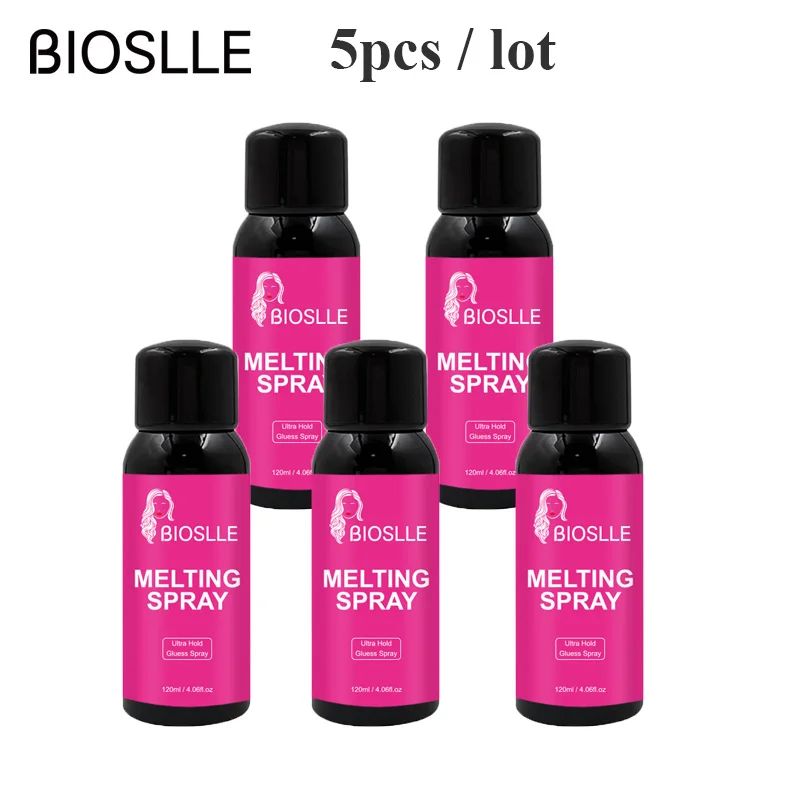 5PCS BIOSLLE 120ml Wig Hair Glueless Spray Ultra Hold Lace Melt Glue Spray Fast Dry Melting Spray