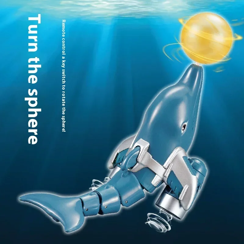 Delfines con Control remoto de 2,4G con bola giratoria, doble hélice, RC, simulación de animales, barco de delfines, juguete, barco controlado por Radio, regalos