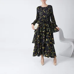 Miyake French Elegant Printed Dress 2024 Temperament Autumn New Pleated Loose and Thin High Waist Long Dress Women