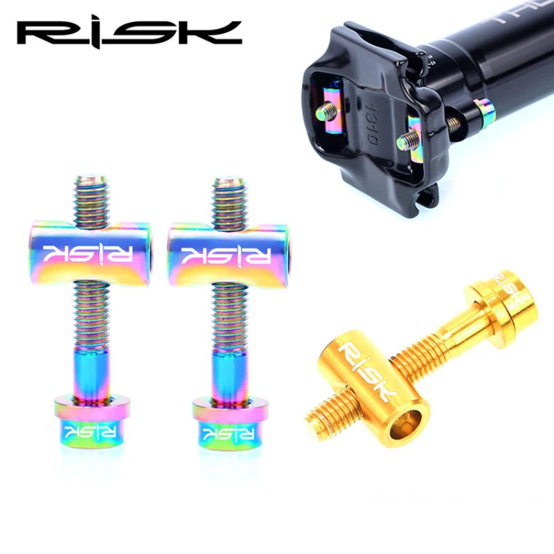 RISK Seat Rod Titanium Alloy Screw Seatpost Fixing Screw M5x30/40mm 2Pcs Bike Seat Post Fixed Bolts TC4 Titanium