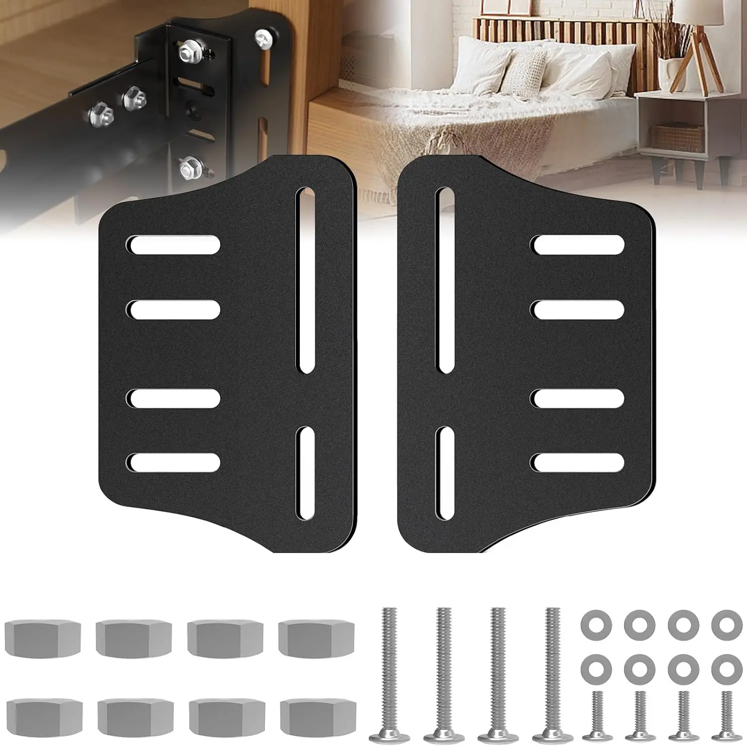 

2 Pcs Bed Frame Pter For Headboard,Queen Bed Modification Plate Bed Frame Brackets Pter/Connector,Heavy Duty Headboard Pter Kit