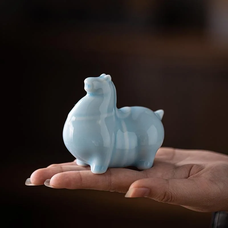Tea Pet Ornament Collectible Celadon Chinese Tea Play Accessories Desktop Decoration 