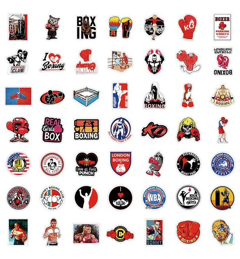 50Pcs Boxing Sports Series Graffiti Stickers Suitable for Laptop Helmets Desktop Decoration DIY Stickers Toys Wholesale