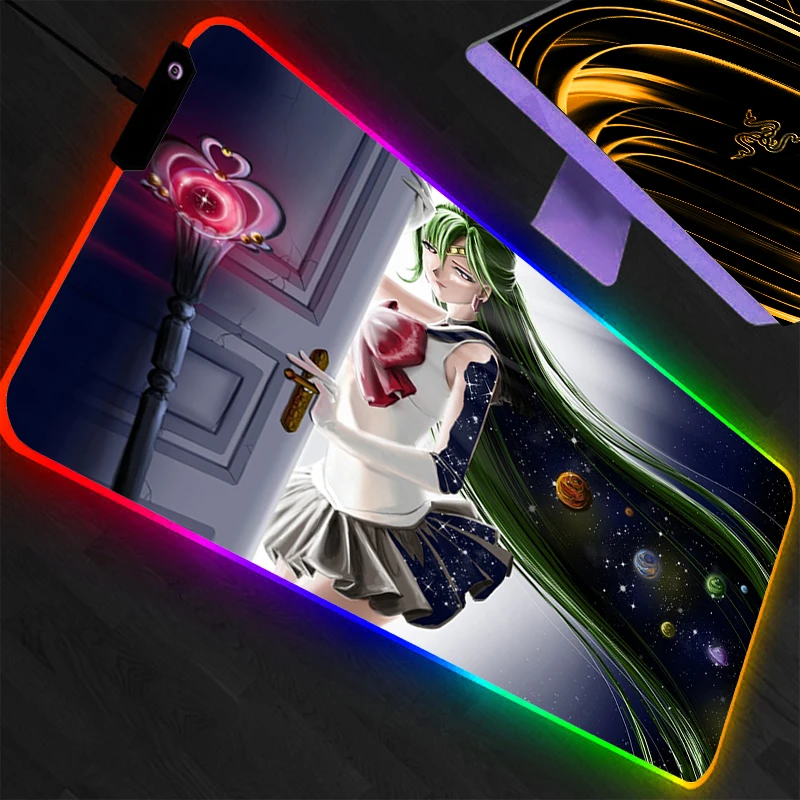 RGB Large Mouse Pad Sailor Moon Gamer Keyboard LED Mousepad Pc Computer Desk Mat Gaming Pad Backlight Mouse Mats For LOL