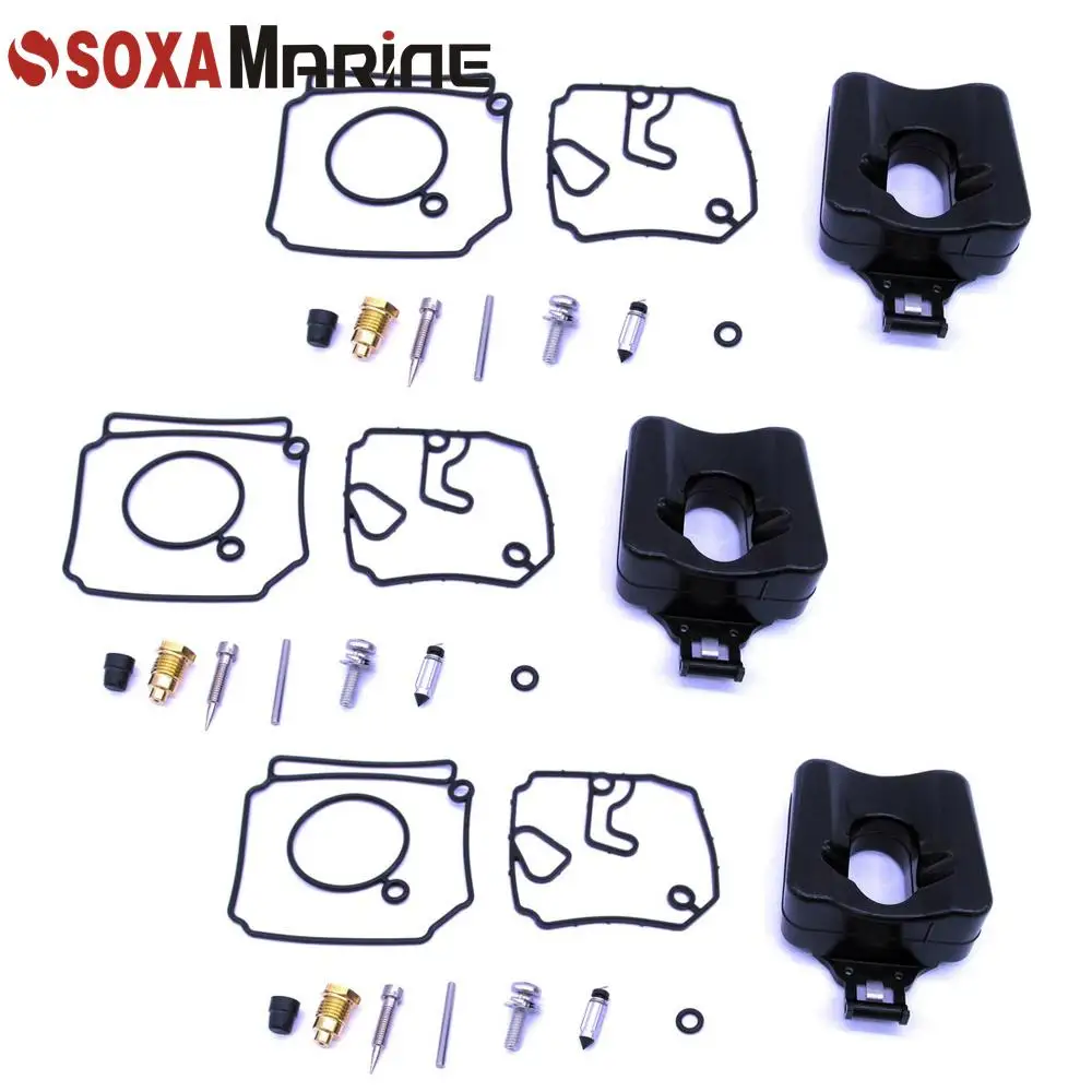 3 Sets Carburetor Repair Kit for Yamaha 2 Stroke 40 50HP Outboards  6H4-W0093-02 6H4-W0093-03 40EJRQ 40LF 50EJRP 18-7767