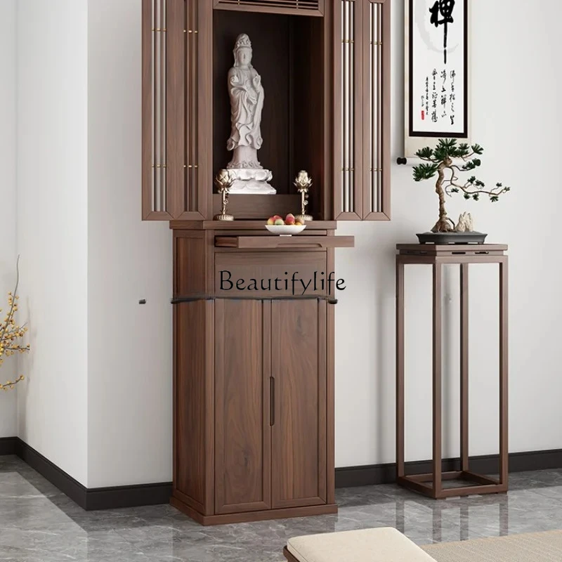 

FG Black Walnut Shrine shalter New Chinese Style Clothes Closet con porta altare Buddha Shrine