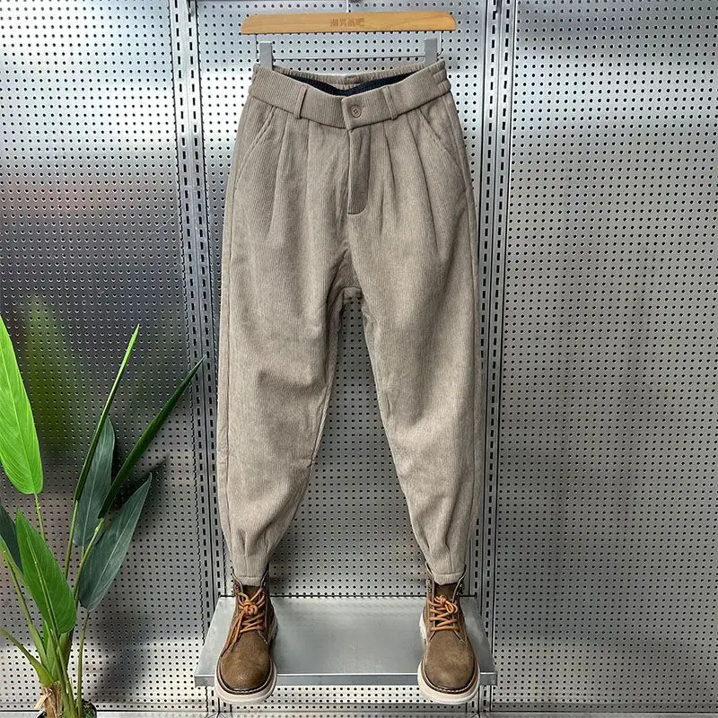 

Мужские вельветовые брюки-харланы свободного кроя, весна-осень, в американском ретро-стиле, повседневные, с эластичным поясом, с утягивающимся низом, антибактериальные