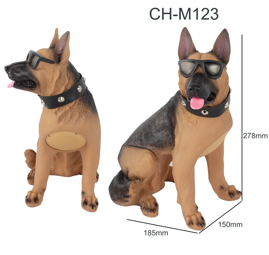 m123-ポータブルfm重低音3dサウンドサラウンドラジオ多機能カードサブウーファー-ジャーマンシェパード犬-bluetoothスピーカー