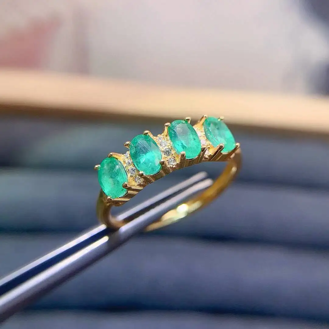 KJJEAXCMY New Jewelry Natural Women's Emerald Ring 925 silver inlay Colorful and splendid High clarity supports detection
