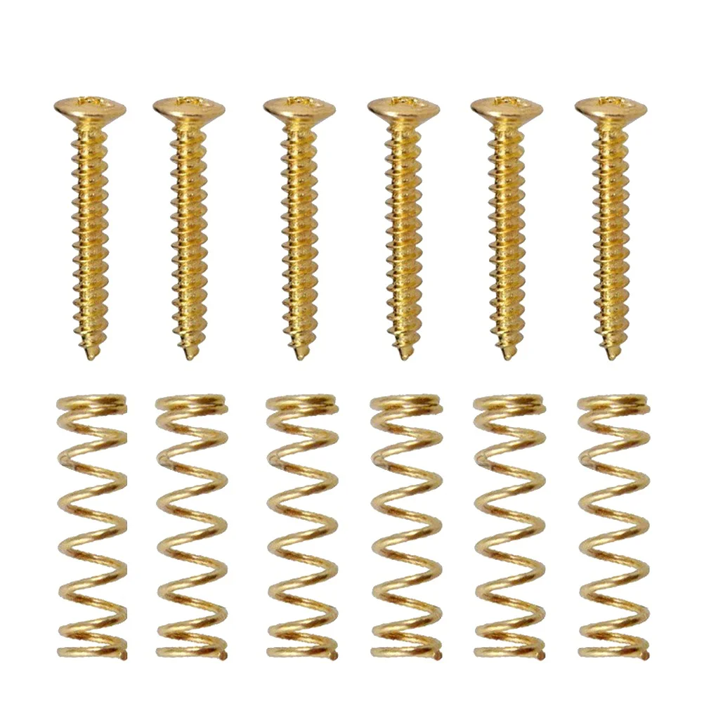 Pack of 6 Electric Guitar Single Coil Pickup Screws with Springs (Gold) pickup screws guitar pickup screws and springs