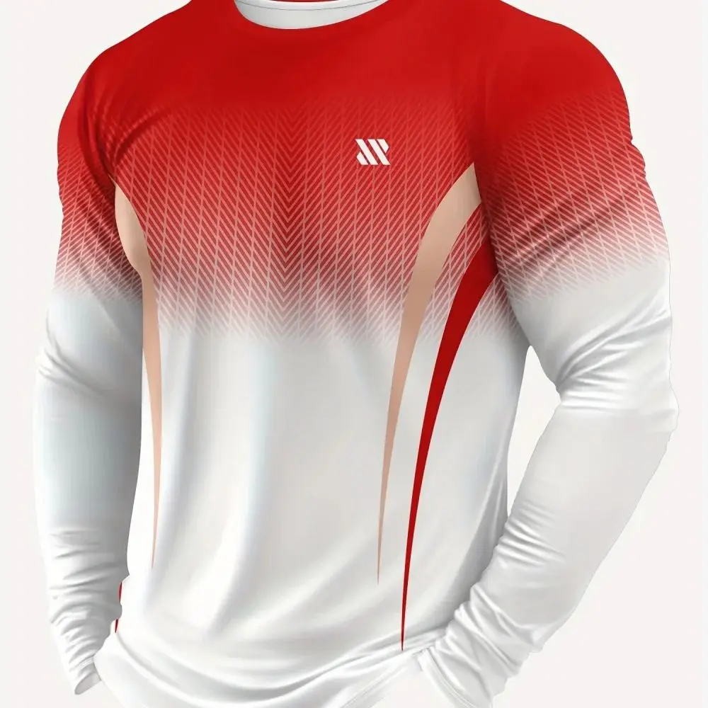 Modisches Langarm-Sportshirt mit Farbverlaufmuster, atmungsaktiv, bequem, lässiges Sport-Oberteil, Unisex, vielseitiger Stil, Kinder-T-Shirt – Detail 3