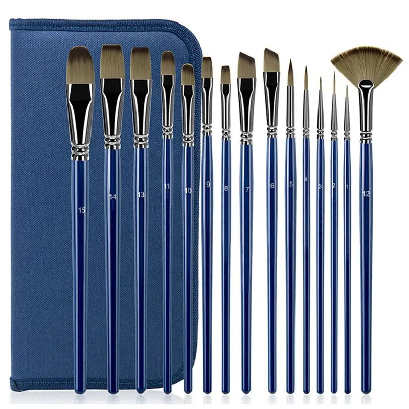 Superior Artist Paint Brush Set Artist Paint Brushes-15 Different Sizes,For Kids Adult Drawing Arts Crafts Supplies Or Beginners