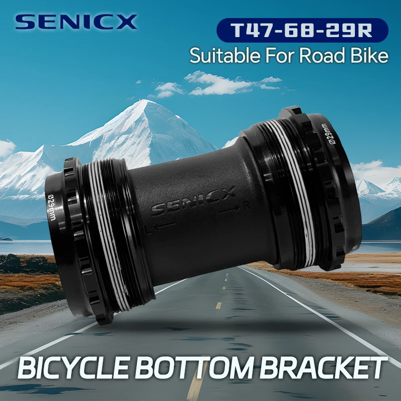 SENICX T47 Bottom Bracket DUB Thread Bicycle Steel Shaft 28.99mm Axis Road Bike Central Movement Seal Waterproof BB 68mm Width