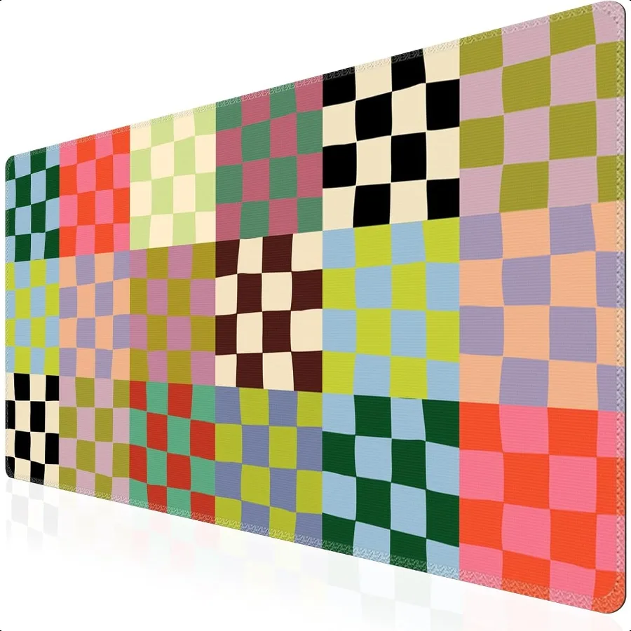 

Checkered Desk Mat Cute XXL Large Mouse Pad for Desk Cover AntiSlip Big Mousepad with Stitched Edges Keyboard Mat for Computer
