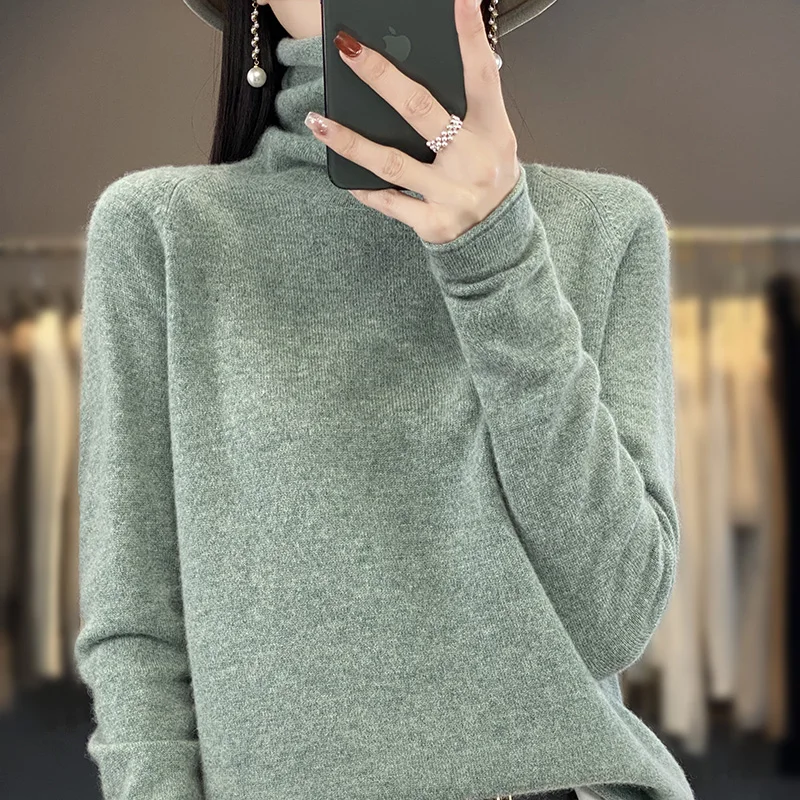 

New Autumn Women's High-Neck Pullover Long-Sleeved Sweater, Korean-Style Fashionable And Comfortable Knitted Sweater-RY266