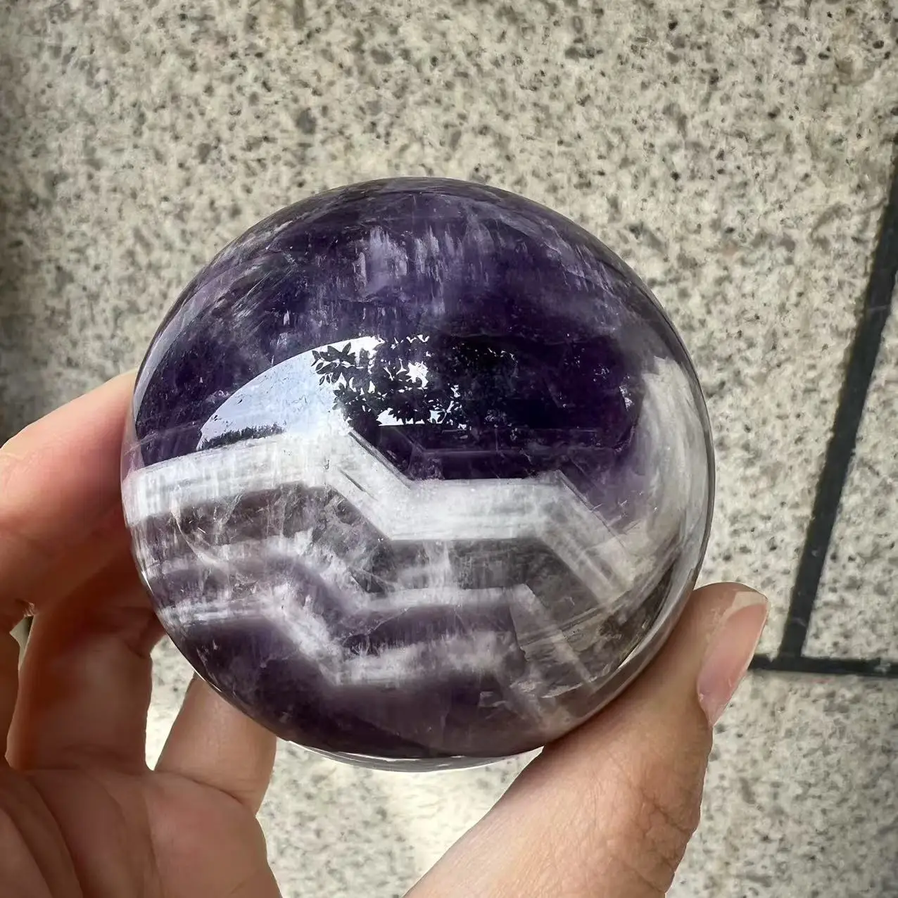 

6.7cm 410g Natural Dream Amethyst Ball Polished Massage Sphere Ball Reiki Healing Room Decor Crystal Crafts Stone