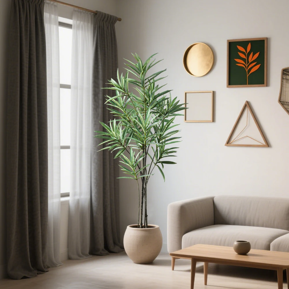 70–115 cm großer künstlicher Olivenzweig, gefälschter Palme, Kunststoff, Dracaena-Pflanzen, tropische Lilie, Bambus, für Heim- und Gartendekoration – Detail 10