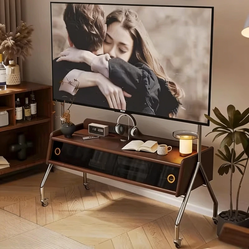 Middle Ages Solid wood Tv cabinet storage elegant convenient tv stand Creative Design movable meuble télé living room furniture