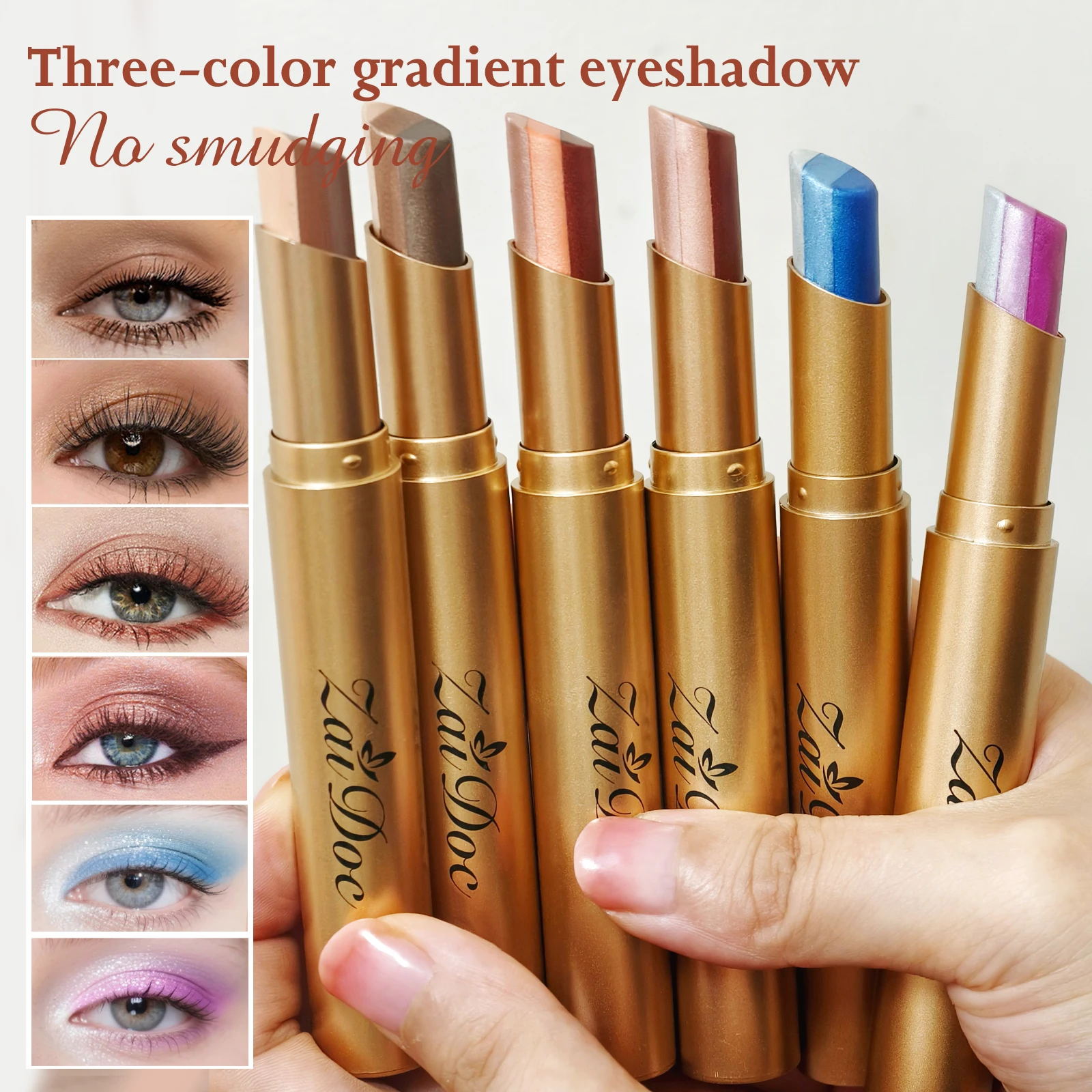 ZaiDoc 3 Color-in-1 Eyeshadow Stick Glitter Shimmer Natural Creamy Long Lasting Makeup 3.5g Each view 6