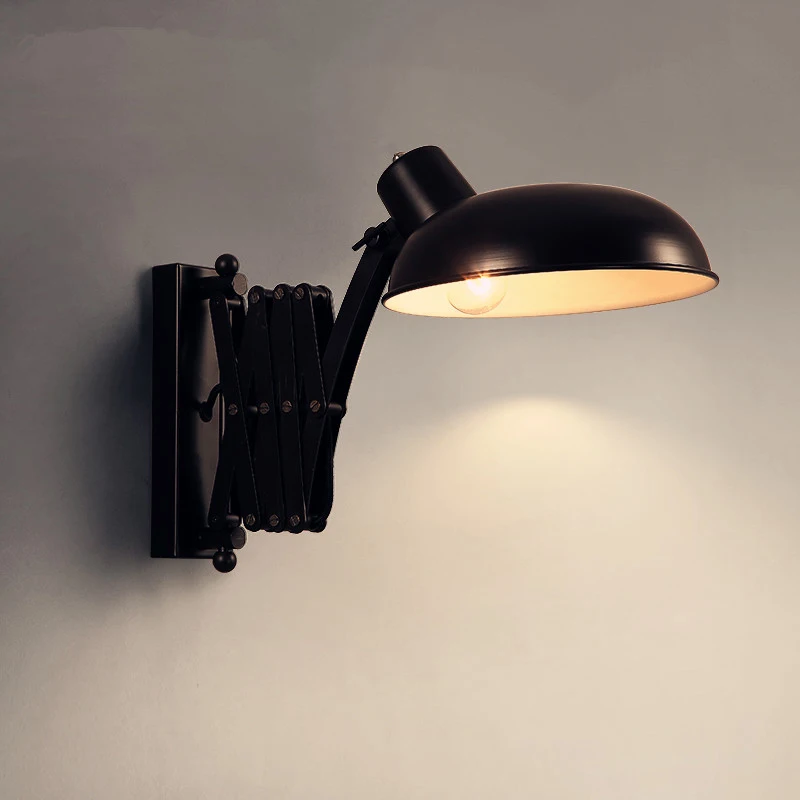 

Retractable Walls Lamps Black Iron Vintage Telescopic Led Wall Sconce Can Be Adjusted Retro Coffee Shop Corridor Stair Lights