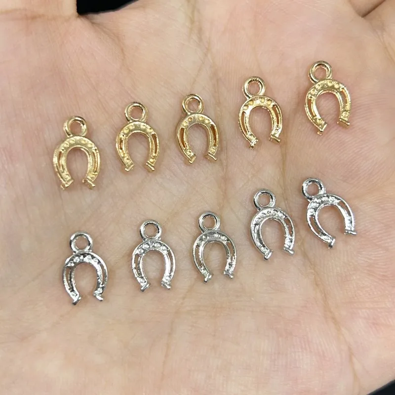 30pcs Lucky Horseshoe Charms Talisman Gold Plated Silver Pendants for Making DIY Jewelry Supplies