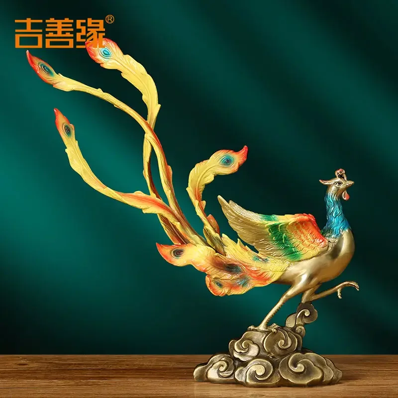 

Copper Phoenix Ornament Zhaocai Ruifeng Chengxiang Crafts High end housewarming gifts for living room decorations