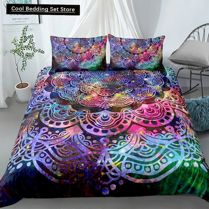 

Mandala King Queen Duvet Cover Bohemian Bedding Set for Teens Adults Girls Exotic Ethnic Floral 2/3pcs Polyester Comforter Cover