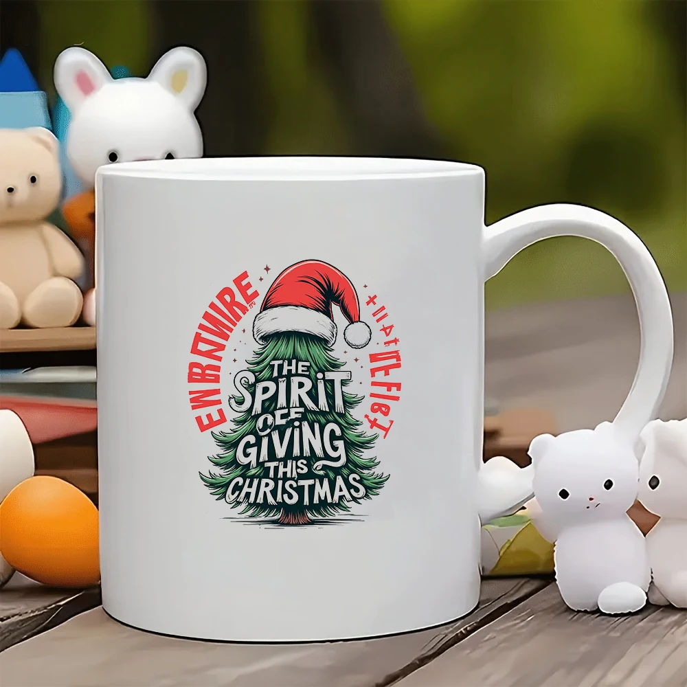 

11oz Mug + Customized Christmas Tree Sticker + Festive Atmosphere Kids Cup Christmas Gift for Family and Office Coffee Mug
