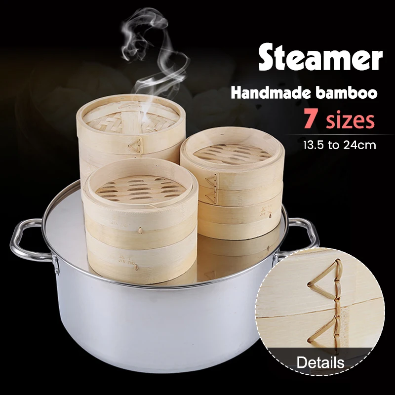 

One Cage Or Cover Cooking Bamboo Steamer Fish Rice Vegetable Snack Basket Set Kitchen Cooking Tool Dumpling Steamer Steam Pot