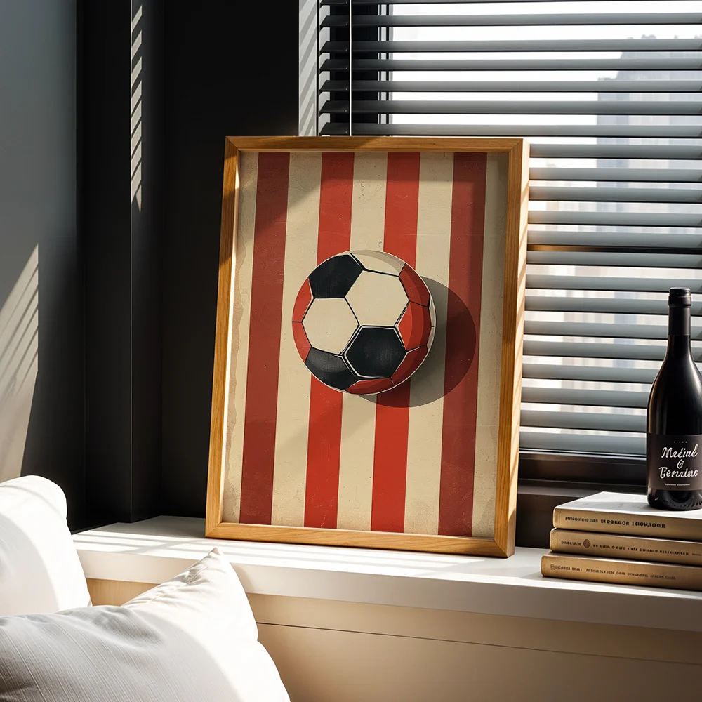2D Flat Canvas Poster Vintage Football Print Wall Art For Living Room Game Room Decor Housewarming Sports Fan Birthday Gift