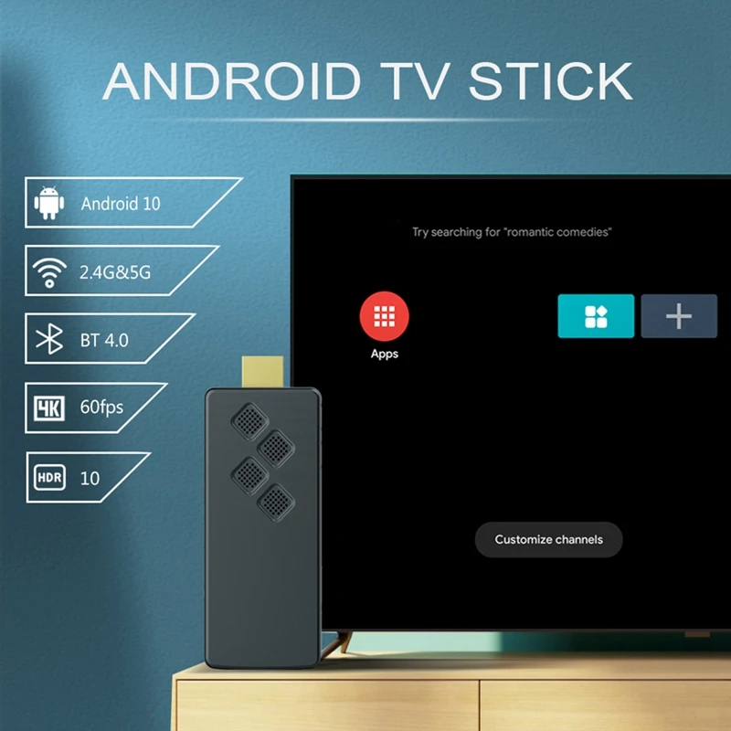 Q2 TV Stick Android 10 четырехъядерный ARM Cortex A53 2 + 16 Гб Поддержка 4K Tv Stick Wifi потоковая Bluetooth Смарт ТВ-приставка