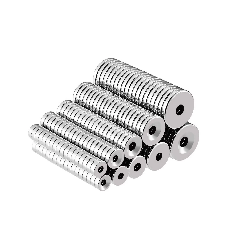 Aimant néodyme 20x3-5mm D12-40mm petit rond avec trou Super bain Terre Rare Mini Réfrigérateur en continu D20-40mm magnétique