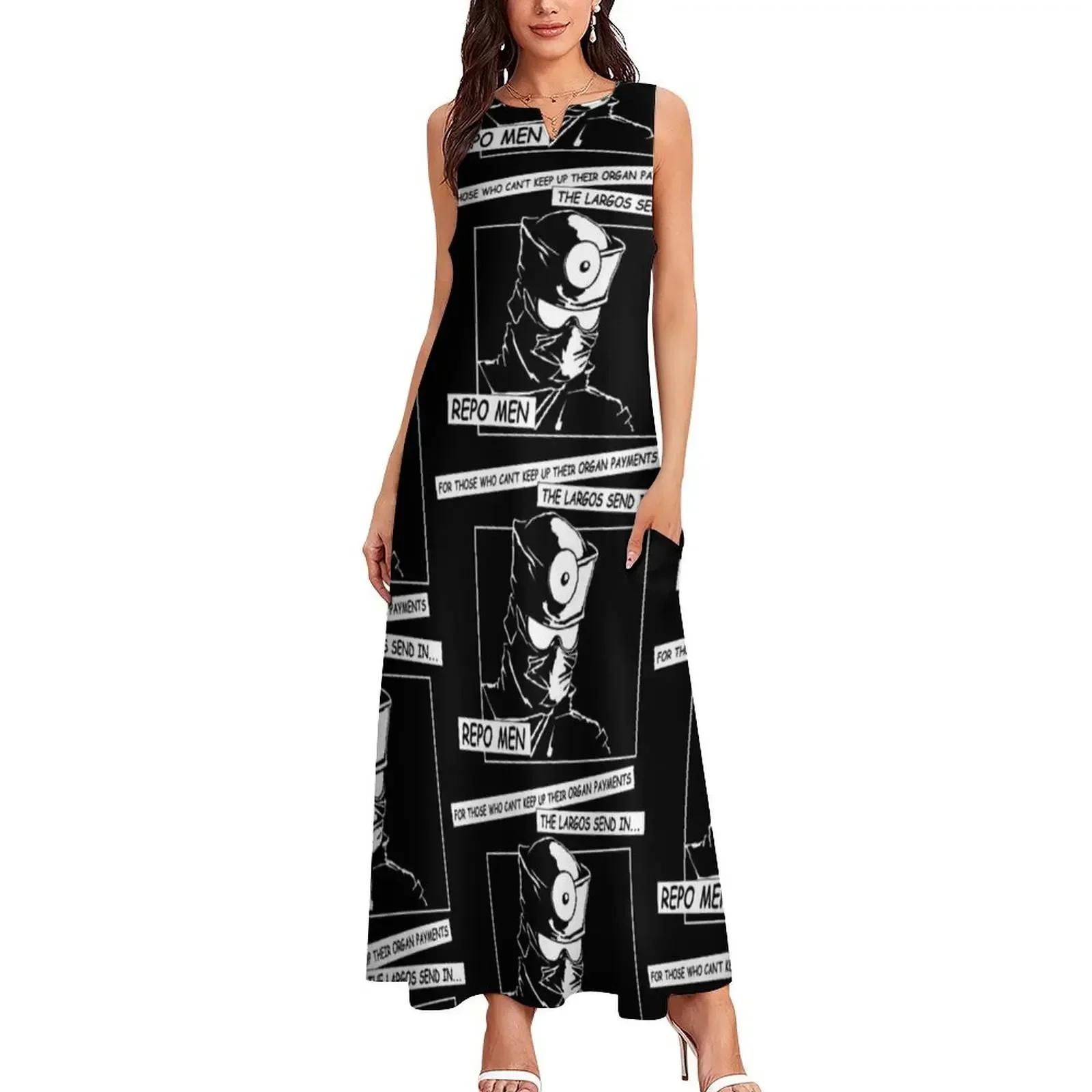 เรปโพอ! ชุดเดรสยาวสีขาวสำหรับฤดูร้อน ชุดออกงานสำหรับผู้หญิง ชุดเดรสสำหรับผู้หญิง  (จากละครเวทีเรื่อง The Genetic Opera The Repo Men)