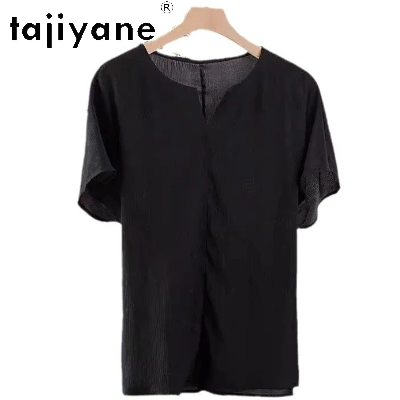 TAJIYANE 100% Real Mulberry Silk T Shirts for Woman Elegant Summer New Casual Tops Luxury Vintage Clothes Women Camisetas 2024