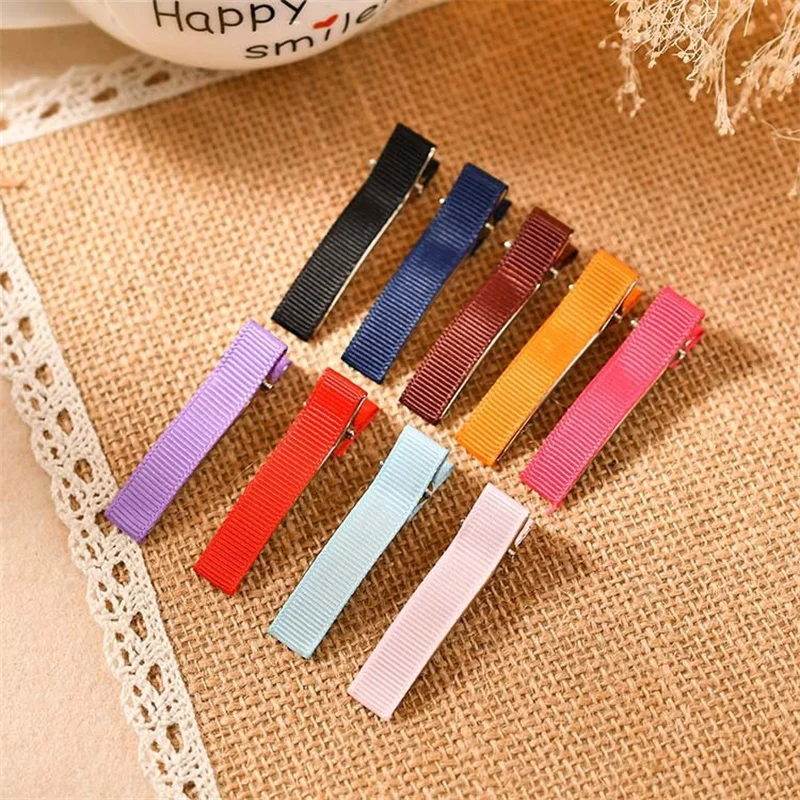 

200pcs 5cm Double Fork Hairclips Clips Coverd Ribbon DIY Hair Dress Accessories