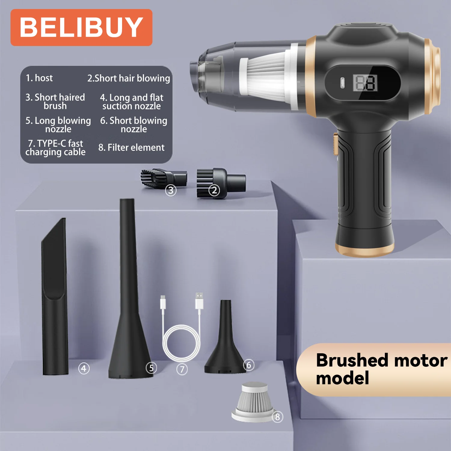 BELIBUY 15000PA Wireless Handheld Vacuum Cleaner Home Appliance Car Vacuum Cleaner Portable Strong Suction Cleaner Vacuum