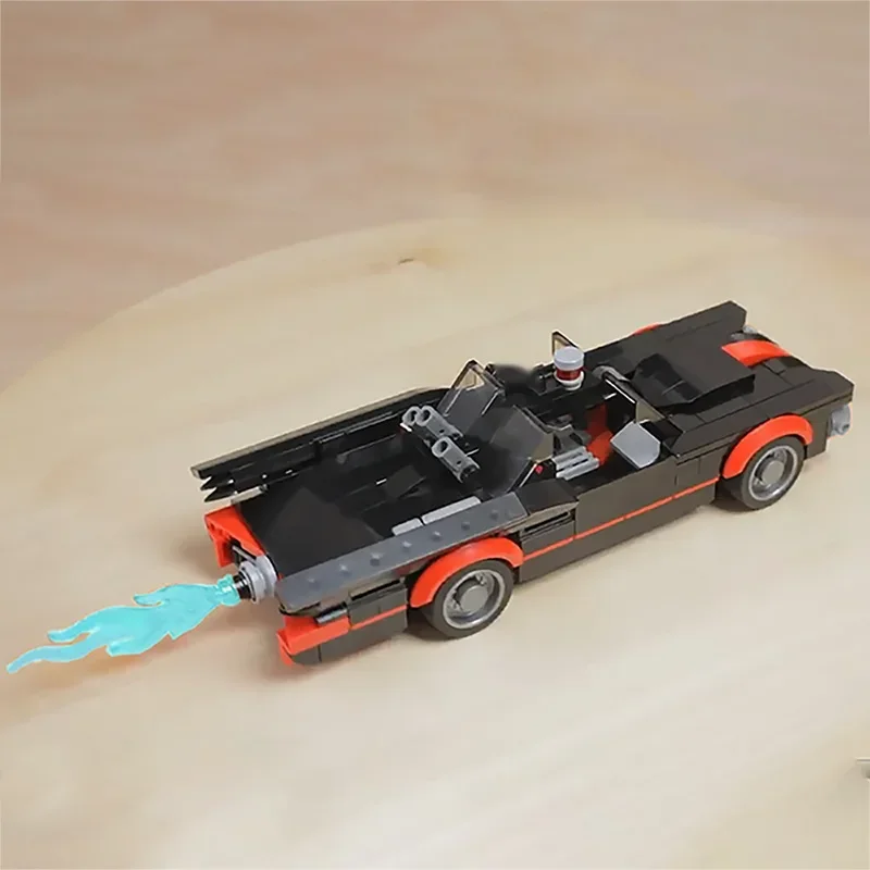 Movie Merchandise 1966 Batmobile Chariot Building Blocks MOC-24651 Superhero Supercar Bat Racing Model Kids Toy Birthday Gift